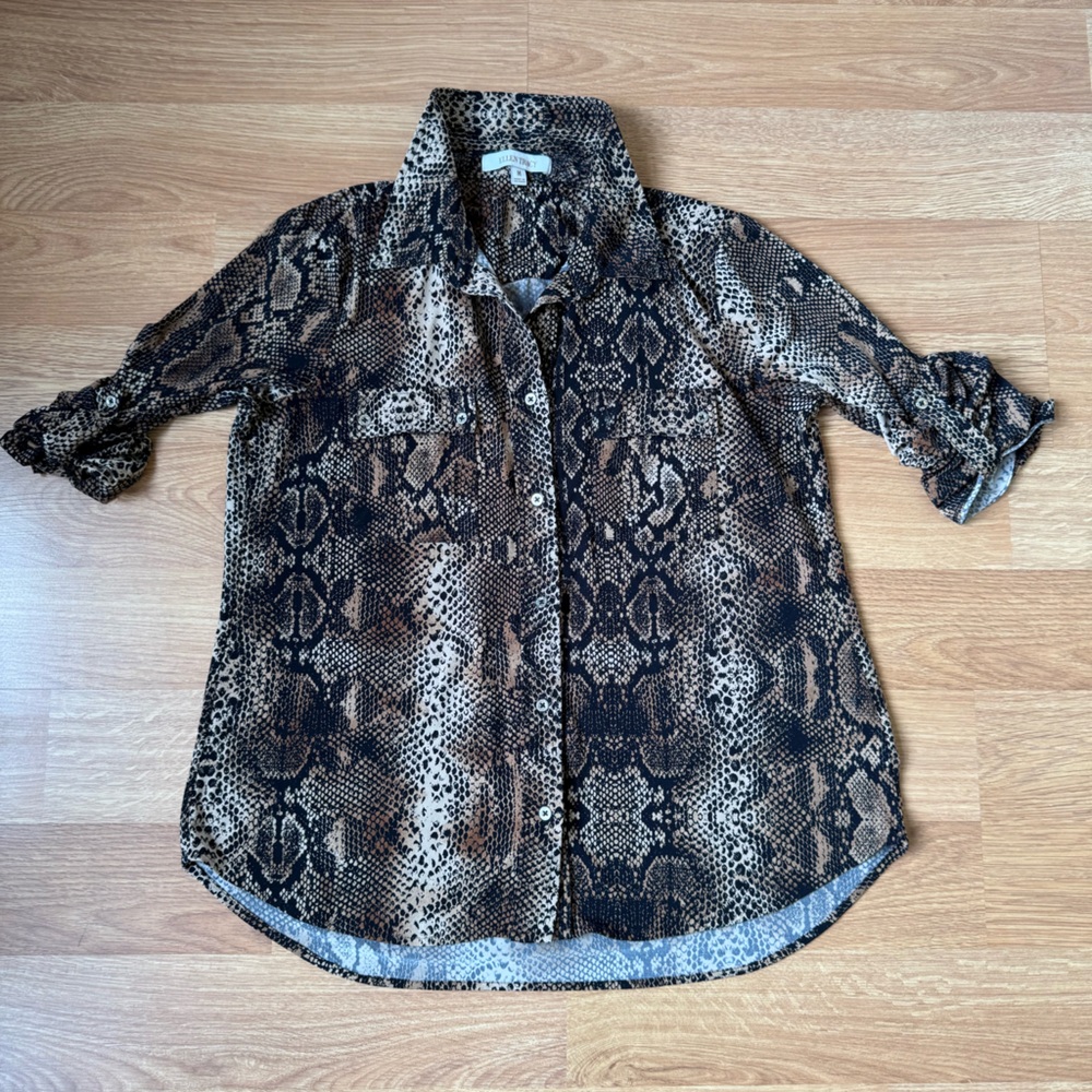 Animal Print Button-Up Shirt Ellen‎ Tracy Medium